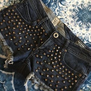 Volcom studded 'high voltage' cutoff shorts